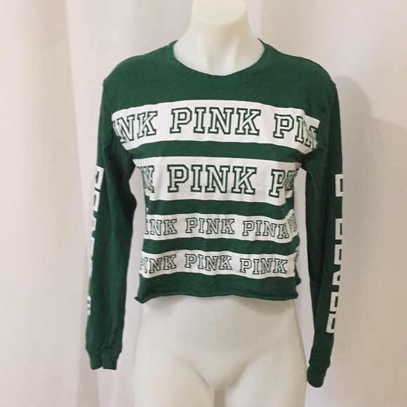 PINK Victoria's Secret Tops - Pink Victoria’s Secret green & white cropped top